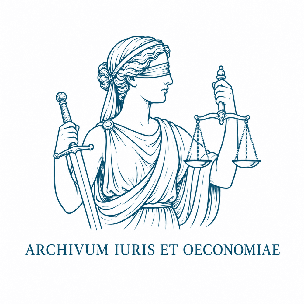 The Law and Economics Archive mark: blindfolded Justice holding a sword and scales above the words Archivum Iuris et Oeconomiae